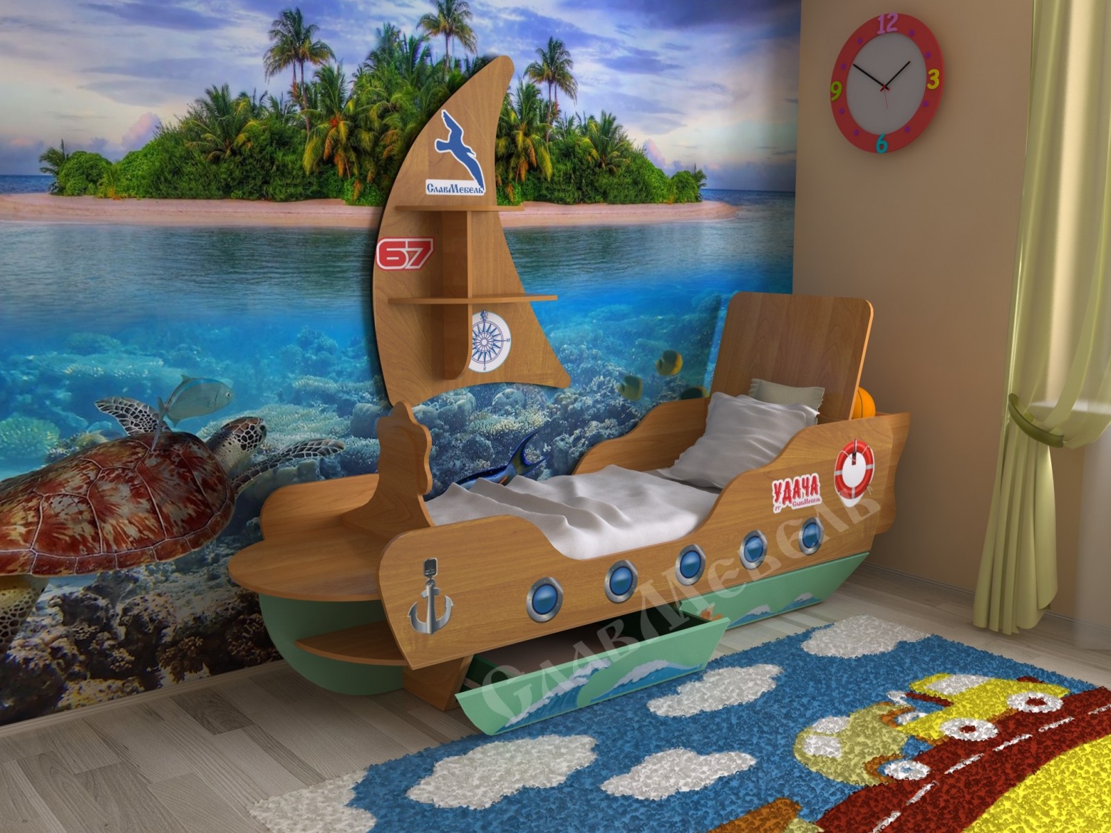 Детская кровать «Кораблик» 1600 - фото - 5