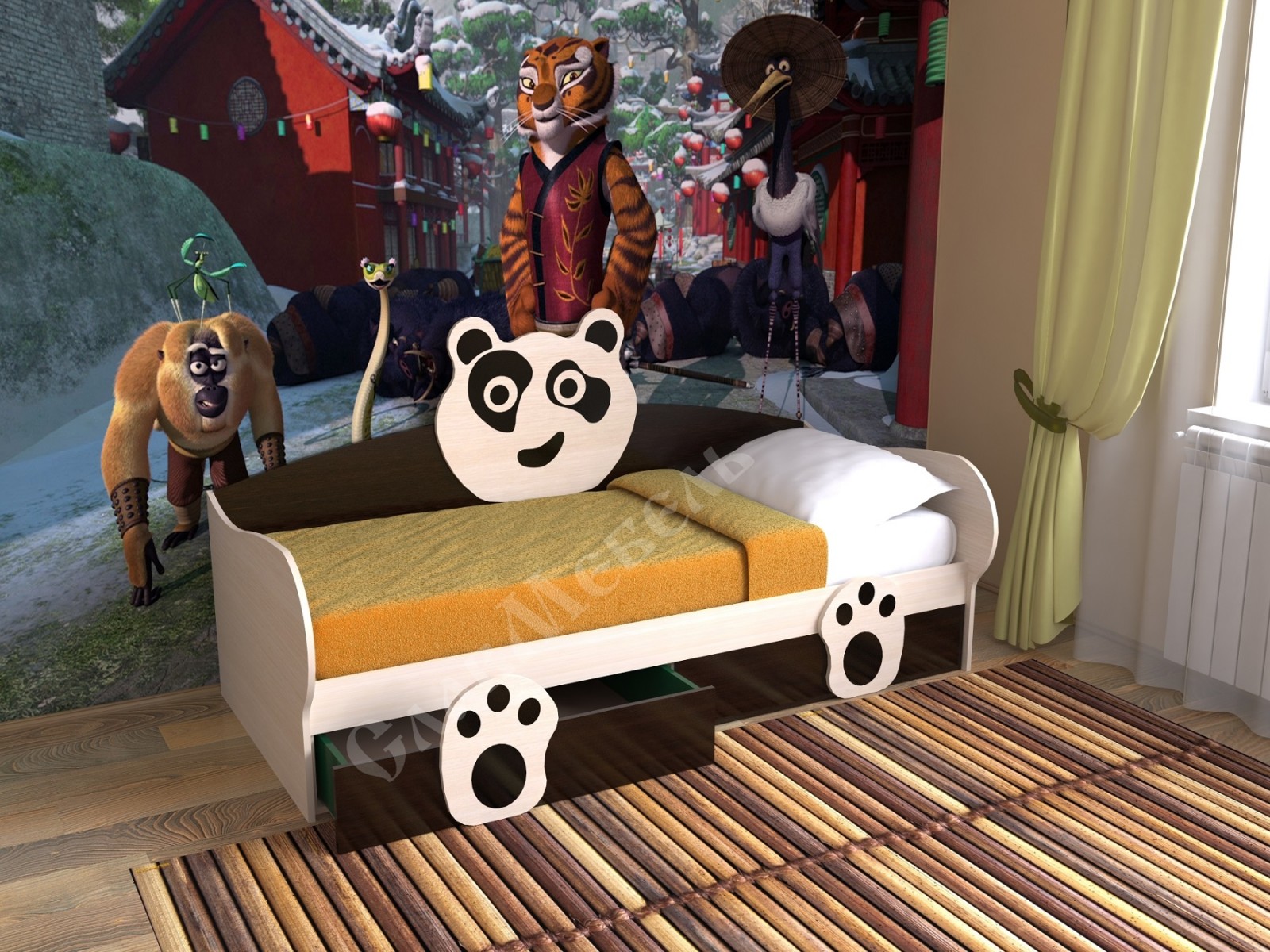 Детская кровать «Панда» 1900 - фото - 3